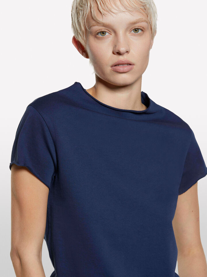 Dark blue t-shirt with halter neck - women's short sleeve t-shirts - Dark Blue | Sisley image number 4